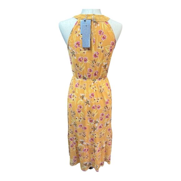 Daniel Rainn Mezzie Halter Neck Dress~Size XS~Yellow Floral Midi~NWT ~ L1 07 - Picture 5 of 12